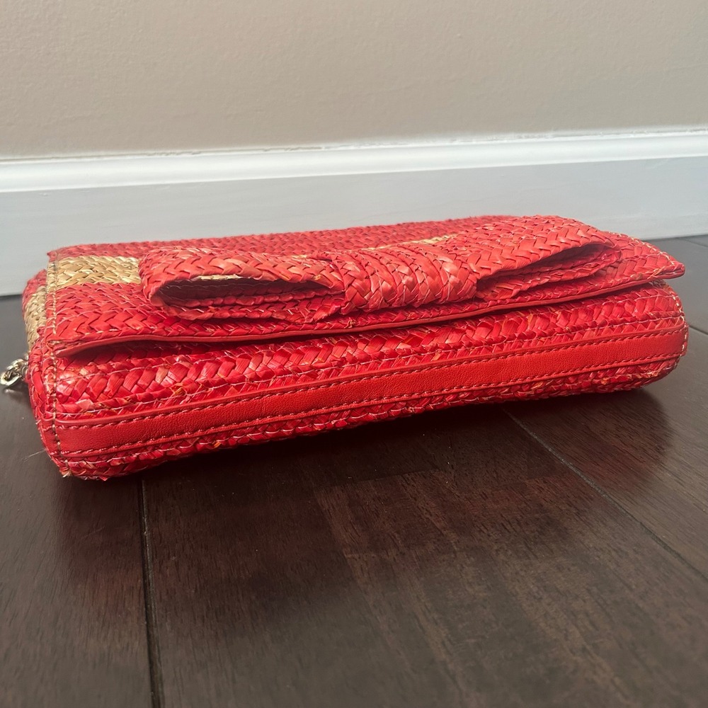 Kate Spade New York Kaley Bow Bridge Wicker Straw Shoulder Bag Clutch - Picture 4 of 15